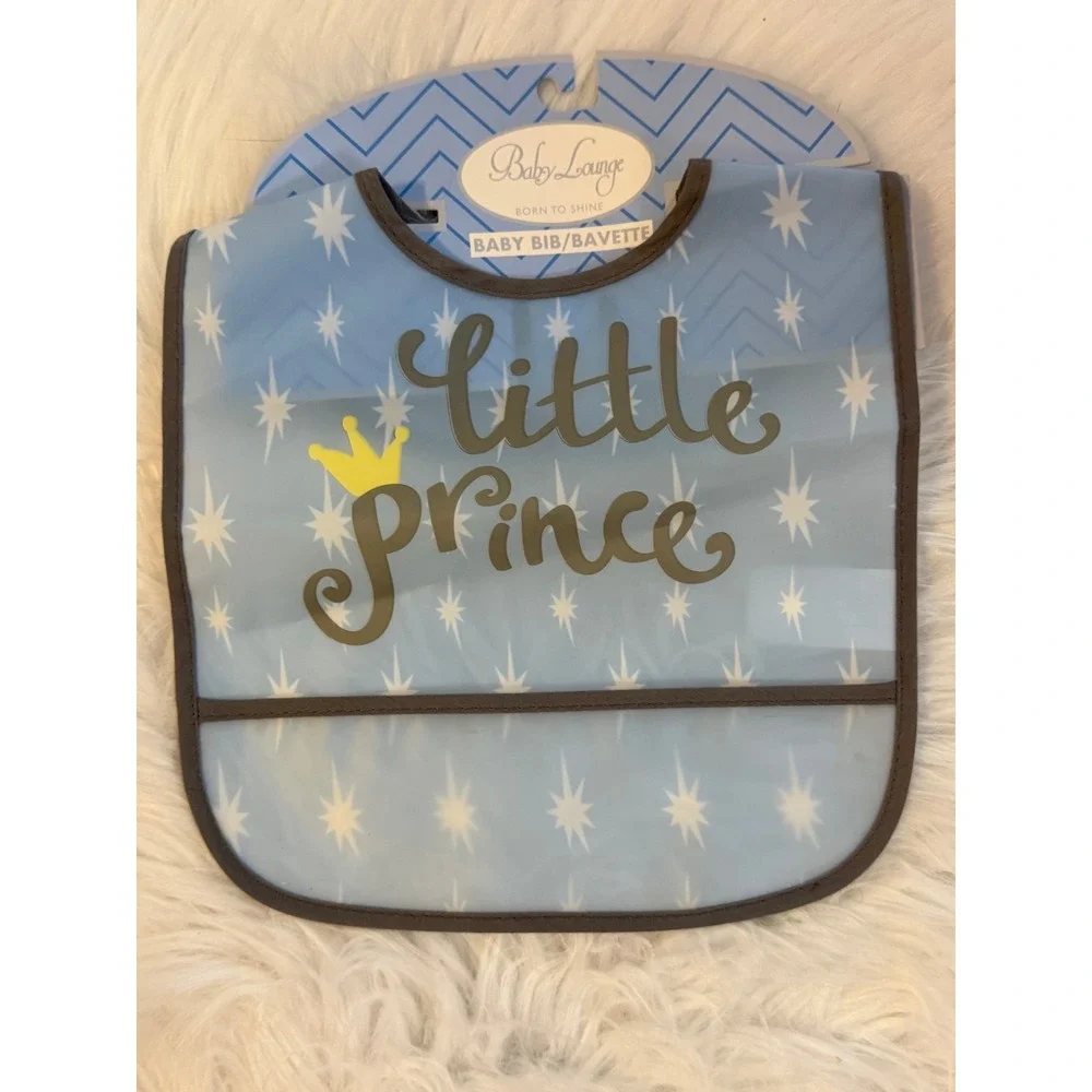 Baby Lounge Little Prince Blue Starburst Water Resistant PEVA Bib 265481-1801